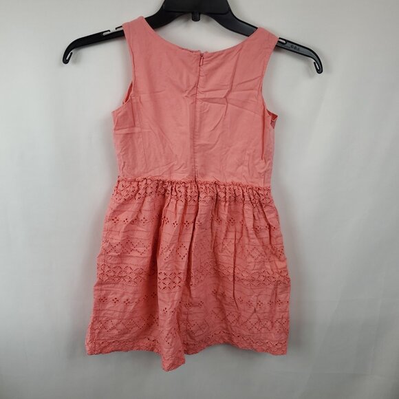 Gap Kids Peachy Pink Patterened Eyelet Embroidered Sleeveless Dress Sz M 8 - Picture 5 of 11